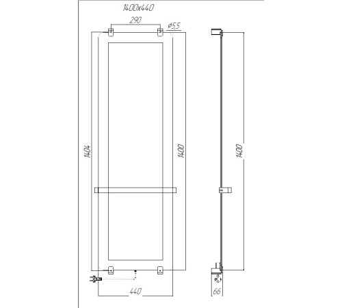Полотенцесушитель электрический Allen Brau Infinity 140x44 с рейлингом и креплением, медь браш