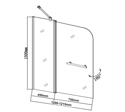 Шторка на ванну Aquanet SG-1200, прозрачное стекло