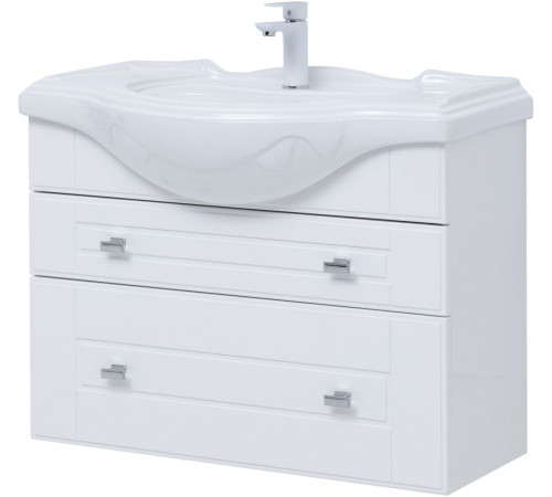 Тумба под раковину Aquanet Рондо 85 белый глянец