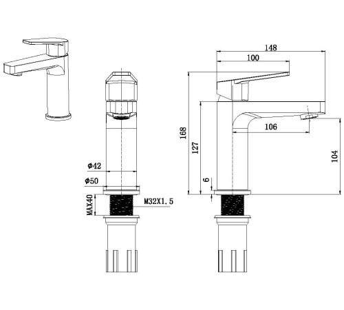 Смеситель для раковины Allen Brau Eclipse 5.E1001-00 (с донным клапаном) хром