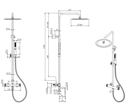 Душевая стойка Allen Brau Priority 5.31T10-MG графит браш