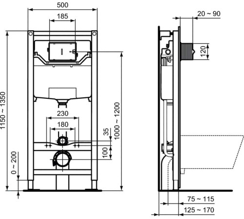 Комплект унитаза с инсталляцией Aquanet Rimless Cetus 2.0 W LX-1901 хром