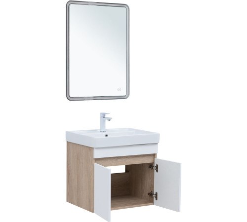 Тумба под раковину Aquanet Оптима 60 дуб светлый/белый сатин