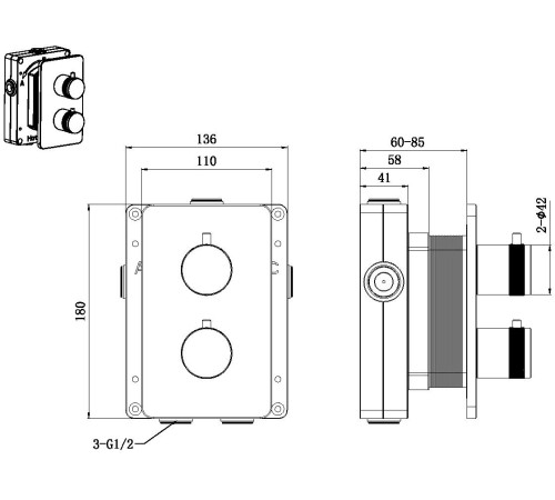 Смеситель для ванны Allen Brau Priority 5.31213-MG (с внутренней частью, 2 выхода) графит браш