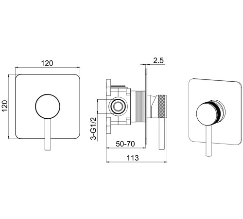 Смеситель для душа Allen Brau Priority X1 5.31012-31 (с внутренней частью, 1 выход) черный матовый