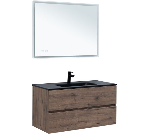 Тумба под раковину Aquanet Алвита New 100 2 ящика, дуб веллингтон табак