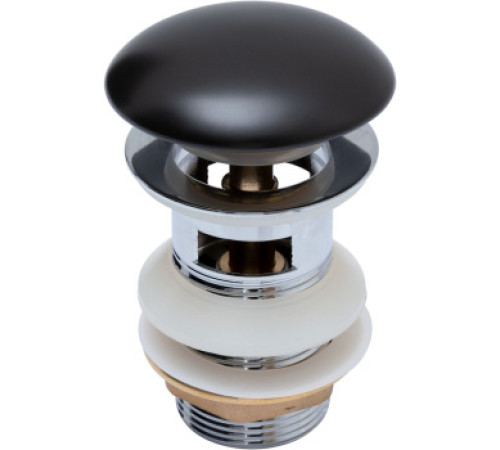 Донный клапан Aquanet черный матовый, с переливом