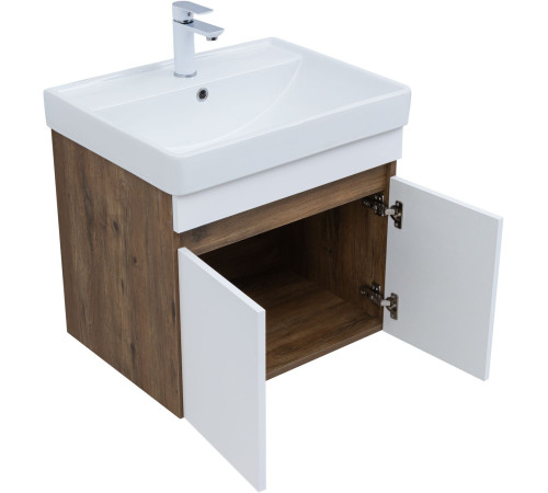 Тумба под раковину Aquanet Оптима 60 дуб рустикальный/белый сатин
