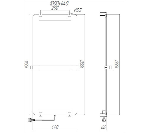 Полотенцесушитель электрический Allen Brau Infinity 100x44 с рейлингом и креплением, медь браш