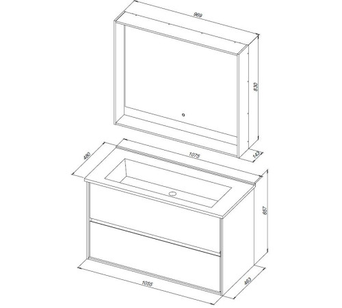 Тумба под раковину Aquanet Милан 105 белый глянец