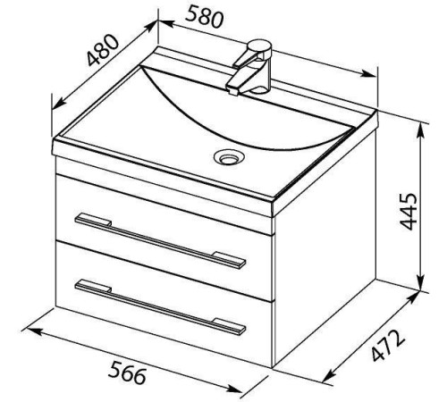 Тумба с раковиной Aquanet Нота 60 белый