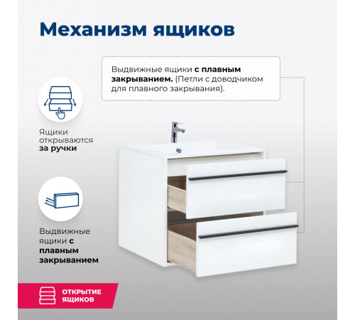 Тумба под раковину Aquanet Lino 60 белый матовый