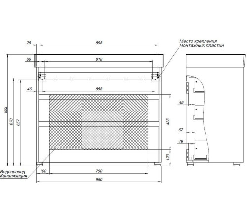 Тумба под раковину Aquanet Nova Lite 100 дуб рустикальный (3 ящика)