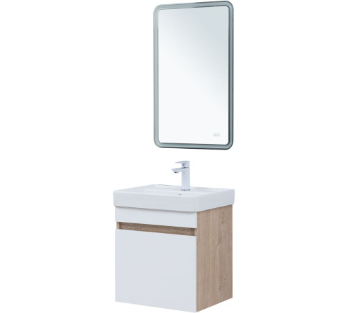 Тумба под раковину Aquanet Оптима 50 дуб светлый/белый сатин