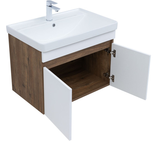 Тумба под раковину Aquanet Оптима 80 дуб рустикальный/белый сатин