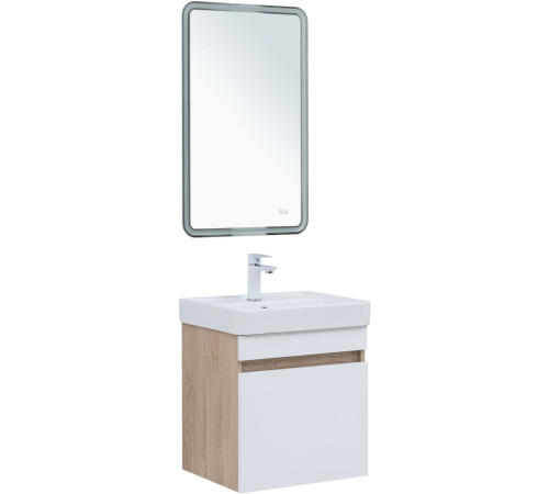 Тумба под раковину Aquanet Оптима 50 дуб светлый/белый сатин