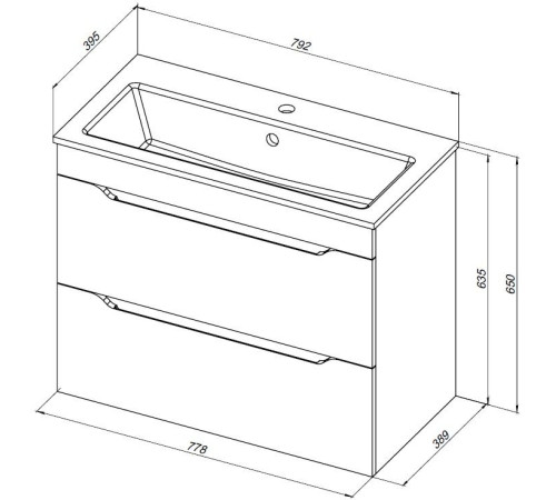 Тумба под раковину Aquanet Практика 80 маренго
