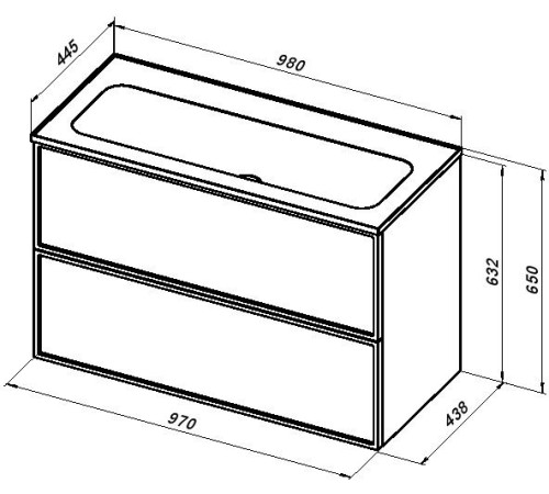 Тумба под раковину Aquanet Арт 100 ясень графит