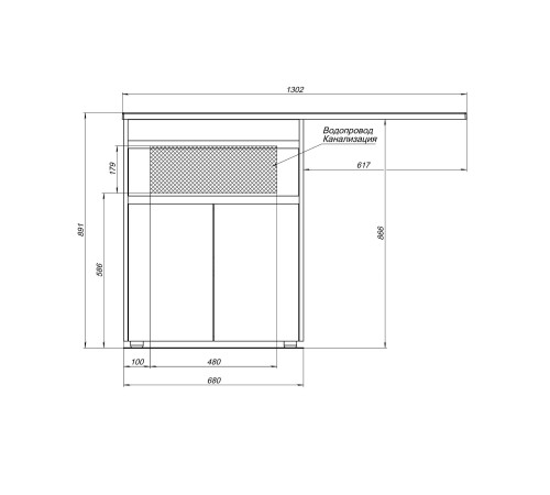 Тумба под раковину Aquanet Токио 68 белый (напольная, 1 ящик, 2 дверцы)