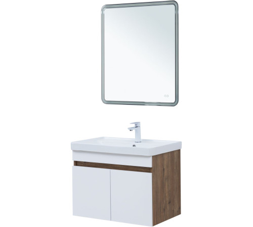 Тумба под раковину Aquanet Оптима 70 дуб рустикальный/белый сатин