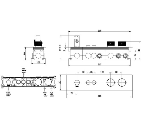 Смеситель для ванны Allen Brau Liberty 5.33010-31 (с внутренней частью, 2 хода) черный матовый