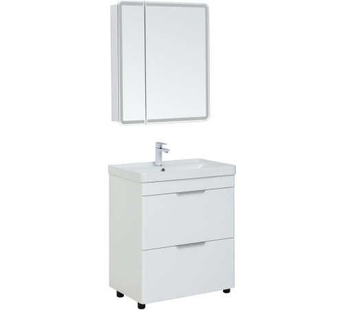 Тумба под раковину Aquanet Ирис New 70 белый глянец (2 ящика, ножки)