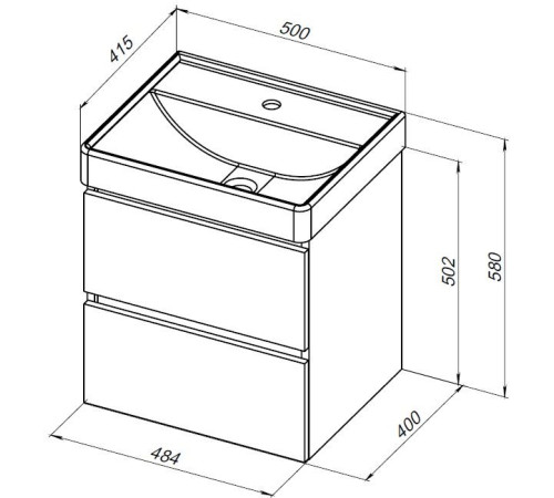 Тумба под раковину Aquanet Вега 2.0 50 черный