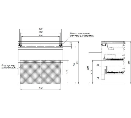 Тумба под раковину Aquanet Нота New 90 дуб веллингтон табак