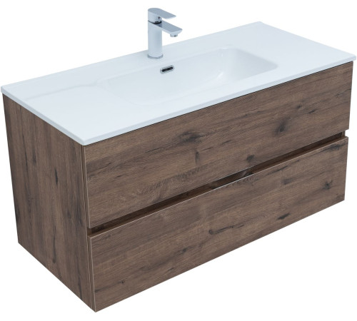 Тумба под раковину Aquanet Алвита New 100 2 ящика, дуб веллингтон табак