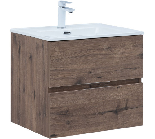 Тумба под раковину Aquanet Алвита New 60 2 ящика, дуб веллингтон табак