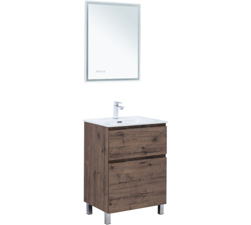 Тумба под раковину Aquanet Алвита New 60 напольная, дуб веллингтон табак