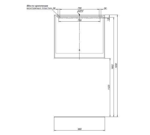 Зеркало Aquanet Милан 100 дуб рошелье
