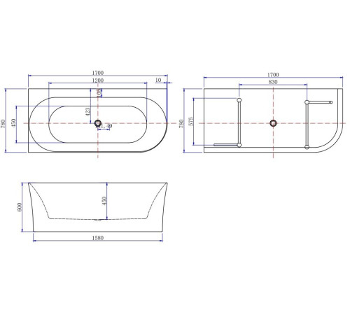 Акриловая ванна Allen Brau Priority 4 В 170x78 2.31004.20B/AM