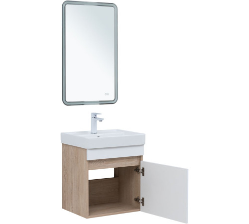 Тумба под раковину Aquanet Оптима 50 дуб светлый/белый сатин