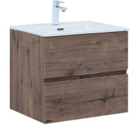 Тумба под раковину Aquanet Алвита New 60 2 ящика, дуб веллингтон табак