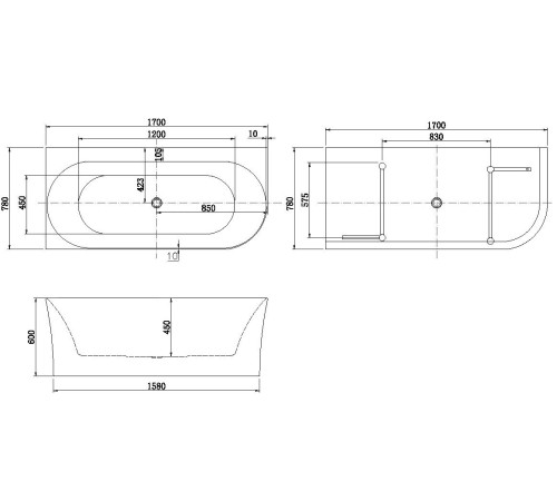 Акриловая ванна Allen Brau Priority 4 А 170x78 2.31004.21A