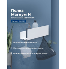 Полка Aquanet Магнум Н 40x12 белая матовая