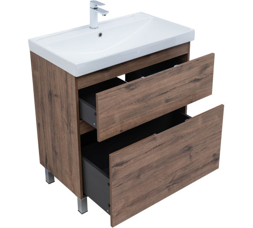 Тумба под раковину Aquanet Алвита New 80 напольная, дуб веллингтон табак