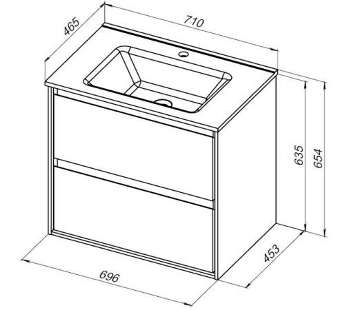 Тумба под раковину Aquanet Милан 70 дуб рустикальный