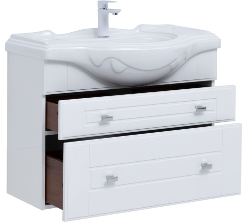 Тумба под раковину Aquanet Рондо 85 белый глянец