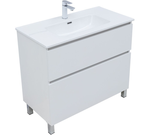 Тумба под раковину Aquanet Вега 90 напольная, белый глянец