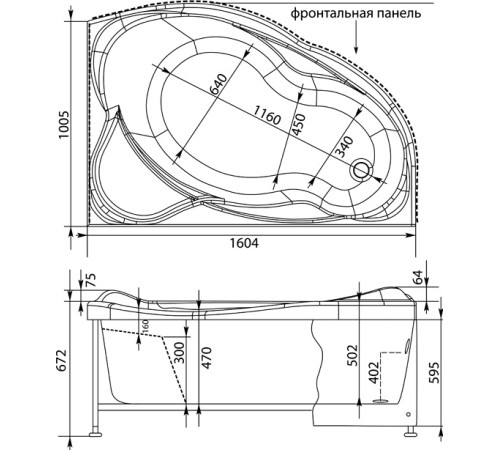 Акриловая ванна Aquanet Jamaica 160x100 R