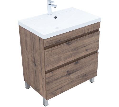 Тумба под раковину Aquanet Нота New 75 напольная, дуб веллингтон табак