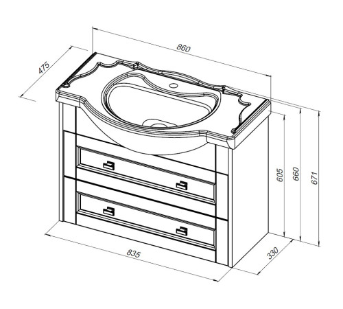 Тумба под раковину Aquanet Монте 85 белый матовый