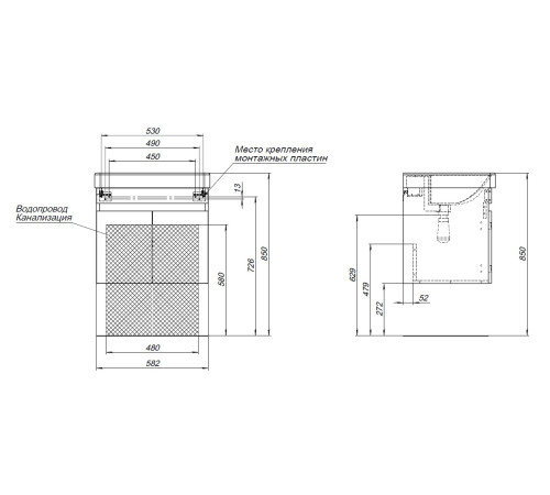Тумба под раковину Aquanet Оптима 60 дуб светлый/белый сатин