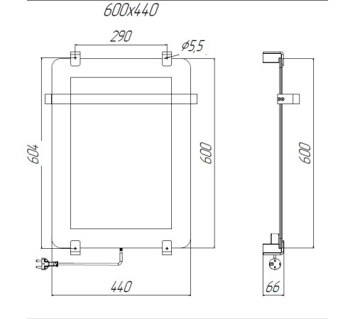 Полотенцесушитель электрический Allen Brau Infinity 60x44 с рейлингом 2.0 и креплением, черный матовый