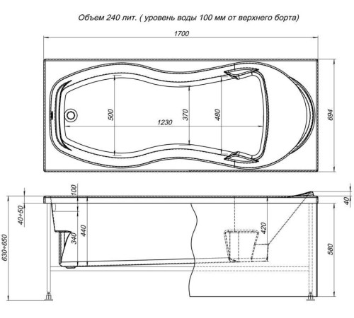 Акриловая ванна Aquanet Tessa NEW 170x70