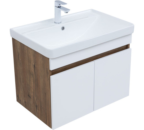 Тумба под раковину Aquanet Оптима 70 дуб рустикальный/белый сатин