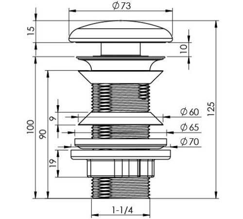 Донный клапан Aquanet click/clack 5/4' белый