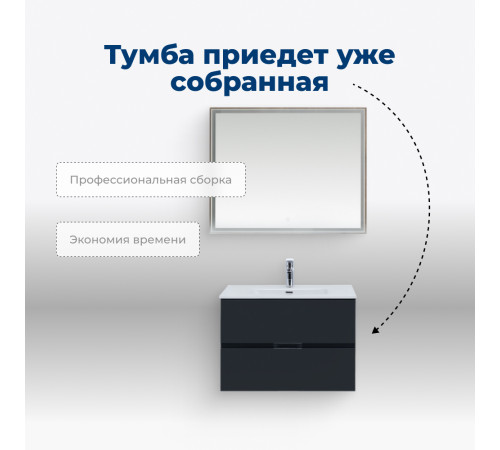 Тумба под раковину Aquanet Алвита New 80 2 ящика, антрацит